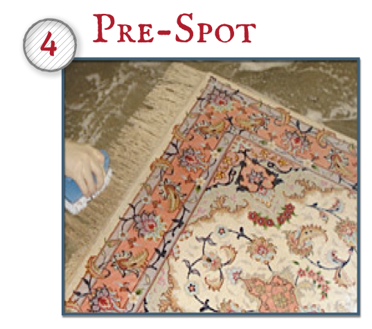 Any potentially difficult spots will be pre-treated with special solutions to increase chances of removal. If your rug has a fringe, we will clean it using several procedures. It will also be pre-treated for maximum soil removal.