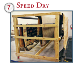 After the shampoo wash and rinse, the rug is dried flat or hung to dry in a controlled environment. Proper drying is essential to avoid unnatural shrinkage and dye migration.
